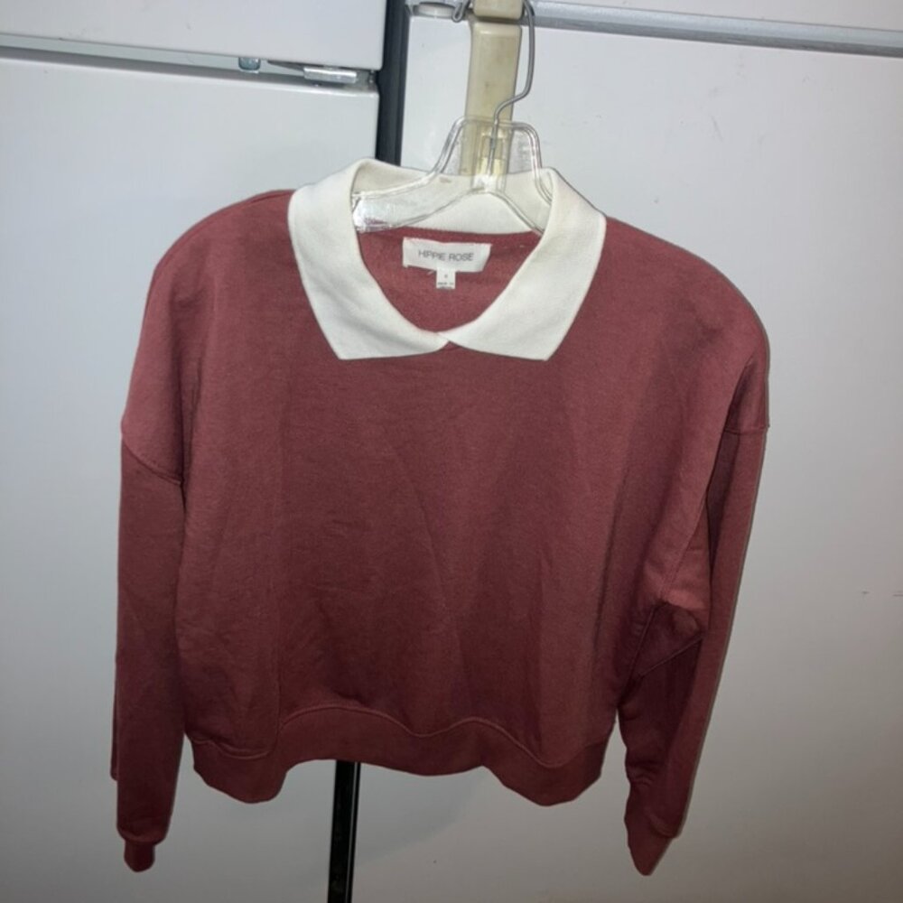 BRAND NEW - Hippie Rose Sweatshirt/Sweater collared pullover soft pink berry